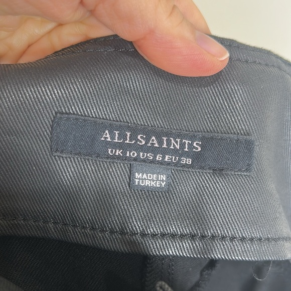 NWT ALL SAINTS Black Andy Coated Denim Skirt Size US 6 - Picture 11 of 16